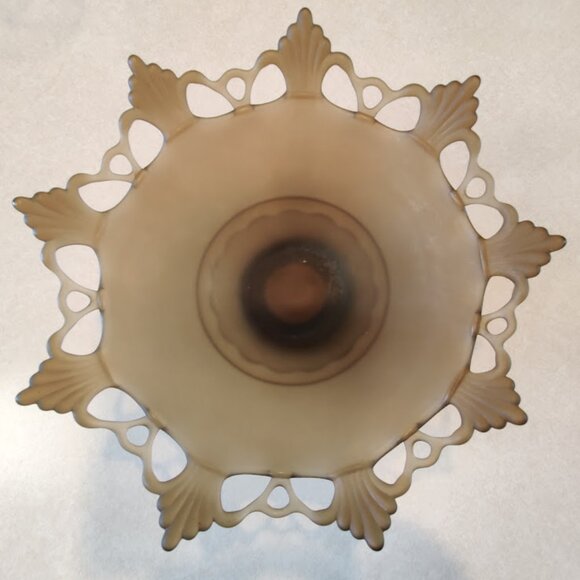 Westmoreland Brown Mist Satin Glass Lace Edge Centerpiece Bowl - Ring & Petal - Picture 10 of 12
